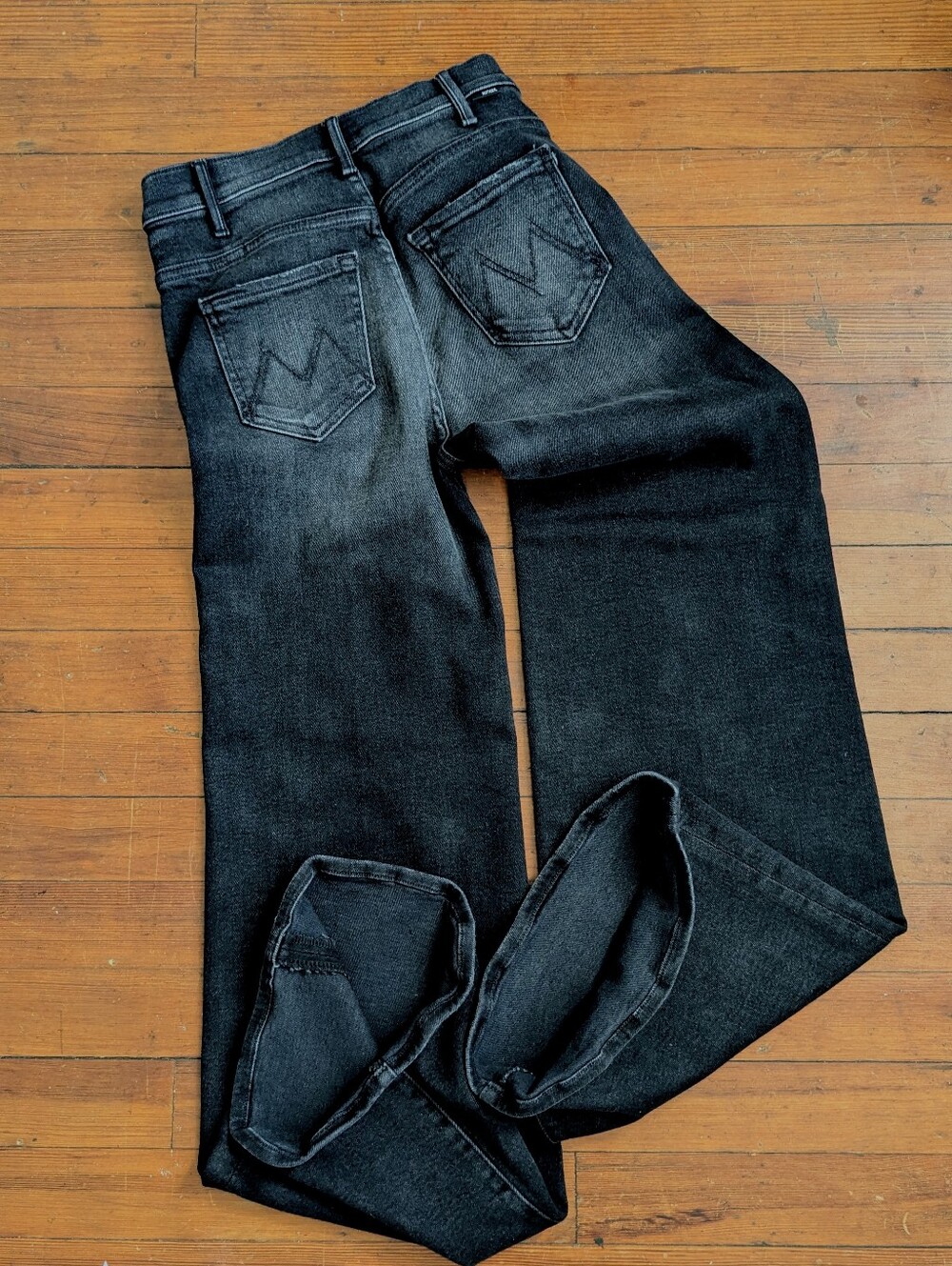 MOTHER Hustler Roller Sneak Jeans 25 Not Today Satan High Rise Wide Leg Flare - Picture 10 of 16